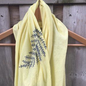 Etsy yellow lightweight stretchy leaf scarf